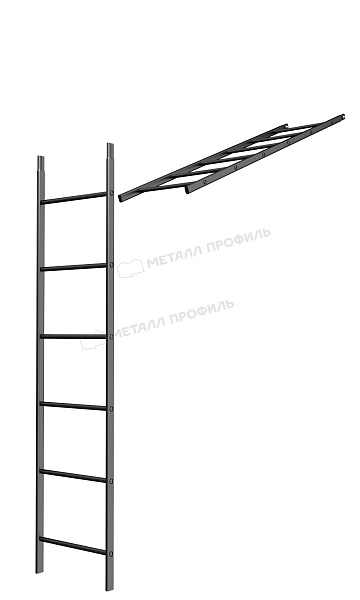 Лестница кровельная стеновая дл. 1860 мм без кронштейнов (9005) ― приобрести по доступным ценам в Компании Металл Профиль.